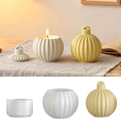 Cross border popular striped bell storage can silicone mold DIY aromatherapy gypsum candle cup decoration mold