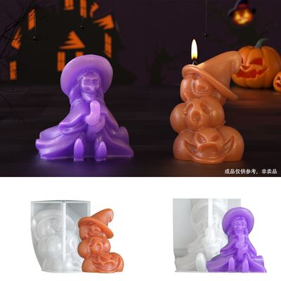 DIY Halloween Witch Pumpkin Ghost Candle Silicone Mold Aromatherapy Gypsum Pendant Dropping Mold