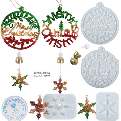 DIY crystal dropper rubber wind chime mold, reindeer snowflake Christmas English big listing silicone mold