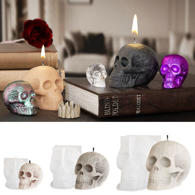 DIY Halloween dropper glue large, medium, small flame pattern skull gypsum candle ornament silicone mold