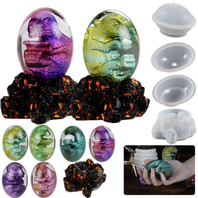 DIY crystal dropper egg shaped dragon egg baby flame rock night light base mirror silicone mold