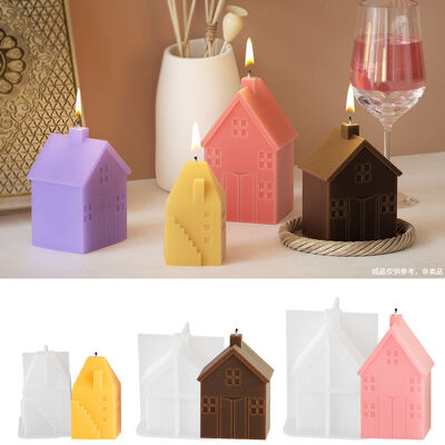 Dropping resin 3D three-dimensional house decoration grinding DIY aromatherapy gypsum candle smoke window house silicone mold