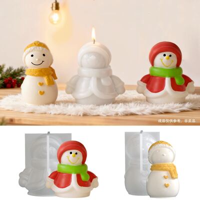DIY Christmas Snowman Silicone Mold Aromatherapy Candle Scarf Cotton Coat Snowman Gypsum Dropping Mold