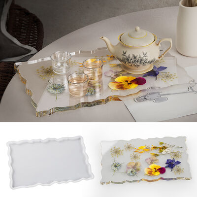 DIY Crystal Dropping Glue Irregular Tray Mold with Irregular Lace, Rectangular Pendulum, Fruit Tray, Gypsum Silicone Mold