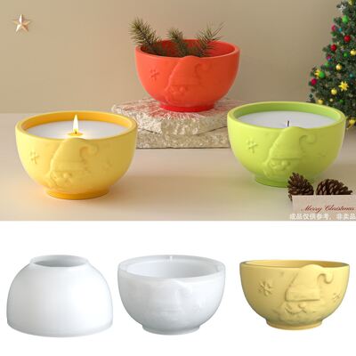Hat wearing Santa Claus storage bowl silicone mold DIY aromatherapy gypsum candle cup dropper mold