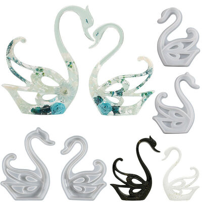 Crystal Drip Glue DIY Resin Aromatherapy Gypsum Grinding Tools Swan Left and Right Ornament Platform Silicone Mold