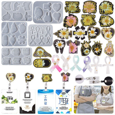 DIY Drip Glue Dried Flower Resin Chest Badge Stretchable Easy to Pull Buckle, Doctor Nurse ID Hanging Silicone Mold