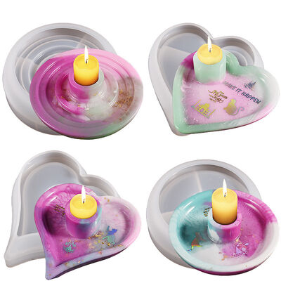 DIY Semi Three Dimensional Love Circular Candlestick Silicone Mold Crystal Dropping Aromatherapy Candlestick Candlestick Mold