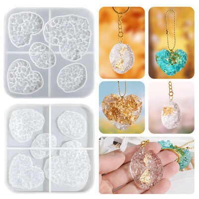 Crystal Dropping Gel Crystal Cluster Pendant Mold Ice Crystal Cave Pendant Diamond Face Love Crystal Stone Necklace Silicone Mold