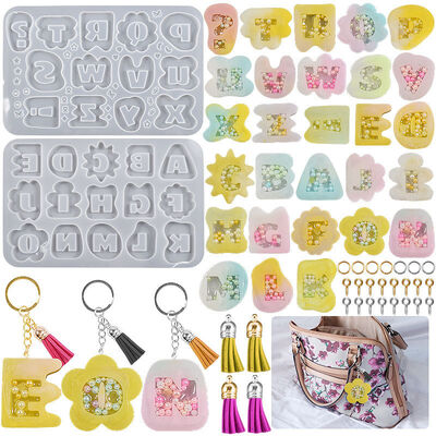 DIY crystal dropper resin letter symbol quicksand pendant silicone mold mirror keychain pendant