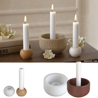 Circular polka dot sized candle holder storage bowl DIY aromatherapy candle base gypsum silicone mold