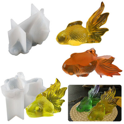 DIY crystal dropper 3D koi fish mold, goldfish ornament design, cake decoration silicone mold