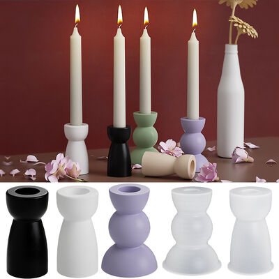 DIY crystal dropper resin semi-circular geometric candle holder gypsum candlelight dinner ornament silicone mold
