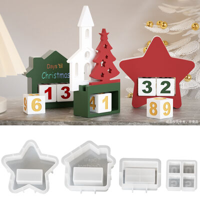 DIY Christmas Countdown Pendant Mold Dice Five Star House Date Gypsum Dropping Mold