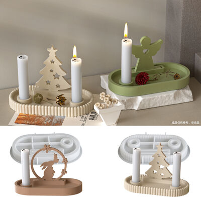 DIY elliptical striped candle tray dropper mold Christmas gypsum candle holder display table silicone mold