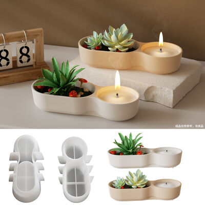 Drip glue gypsum double mouth flowerpot potted storage box DIY aromatherapy candle cup ornament silicone mold