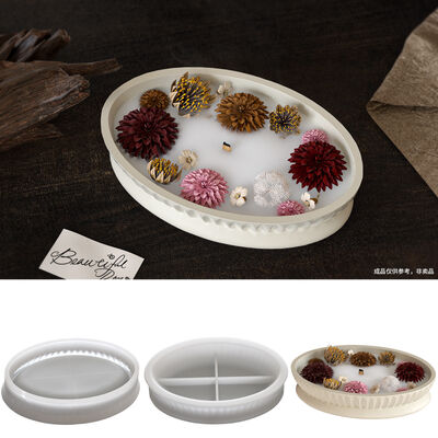 Oval striped storage tray silicone mold DIY aromatherapy gypsum candle bowl ornament silicone mold