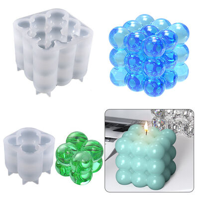 DIY Square Sphere Magic Cube Candle Table Decoration Crystal Dropping Silicone Mold