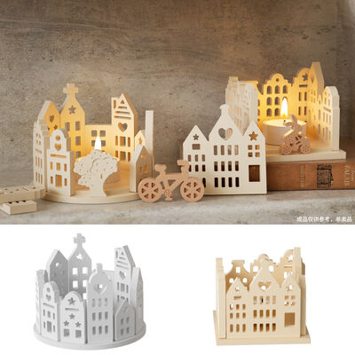 Easter hollow house candle holder gypsum ornament rabbit bike love house candle small night light silicone mold
