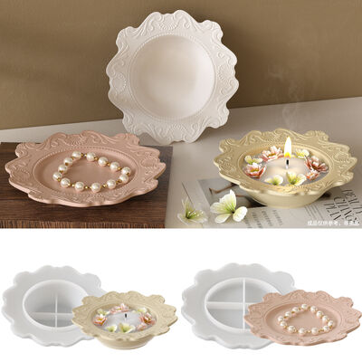 European style ins relief pattern storage bowl silicone mold DIY mirror drip glue dish gypsum mold