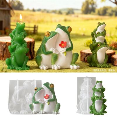 Easter Candle Silicone Mold Stacking Three Frogs and Two Frogs Candle Ornament Gypsum Mold
