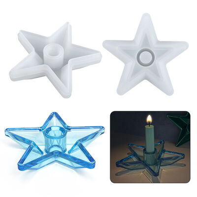 DIY Crystal Dropping Glue Aromatherapy Candle Grinding Tool Semi Three Dimensional Five Star Candlestick Silicone Mold