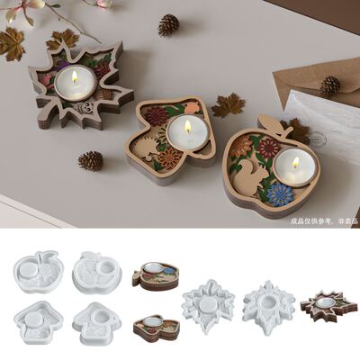DIY Aromatherapy Gypsum Maple Leaf Mushroom Apple Relief Pattern Candlestick Pendulum Silicone Mold