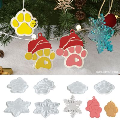 Dropping Resin Aromatherapy Gypsum Christmas Snowflake Love Hat Cat Claw Pendant Hanging Silicone Mold