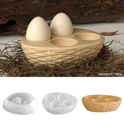 Easter Weaving Four Grid Egg Tray Silicone Mold DIY Aromatherapy Egg Storage Box Gypsum Mold