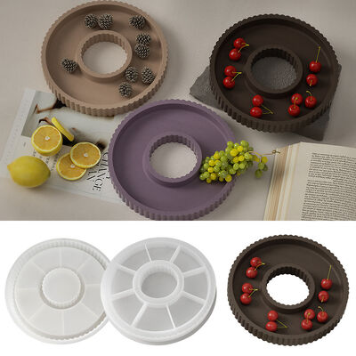 DIY Glue Drop Mirror Stripe Storage Tray Cement Gypsum Hollow Tray Dish Silicone Mold