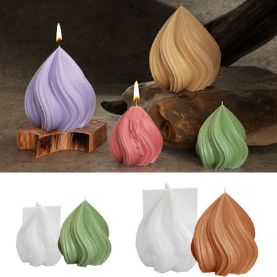 New Stripe Geometric Rotating Waterdrop Candle Mold Geometric Spiral Raindrop Incense Candle Ornament Silicone Mold