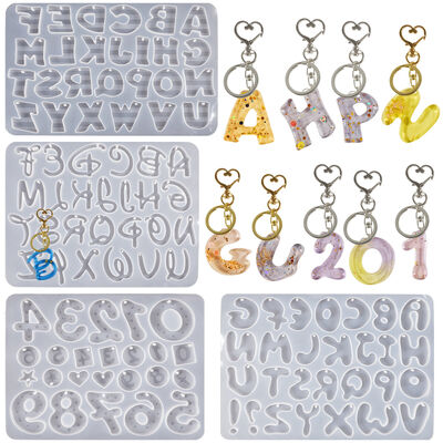 DIY Drip Glue Resin Mirror 26 English Alphabet Number Irregular Perforated Key Pendant Silicone Mold