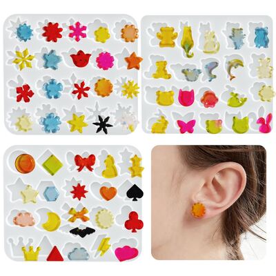 Collecting earrings, earrings, silicone molds, stars, moon, snowflakes, small flowers, cat earrings, drip glue molds