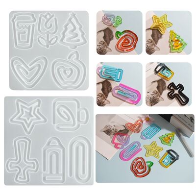 DIY dropper resin paper clip silicone mold, heart-shaped flower pentagram cross buckle mold