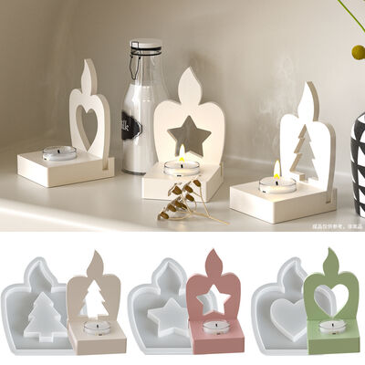 Aromatherapy gypsum Christmas tree pentagram heart-shaped candle shaped insert board DIY candle holder ornament silicone mold