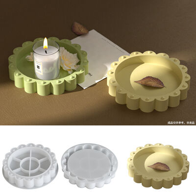 Aromatherapy gypsum cement drip glue circular bead lace tray silicone mold DIY storage tray mold