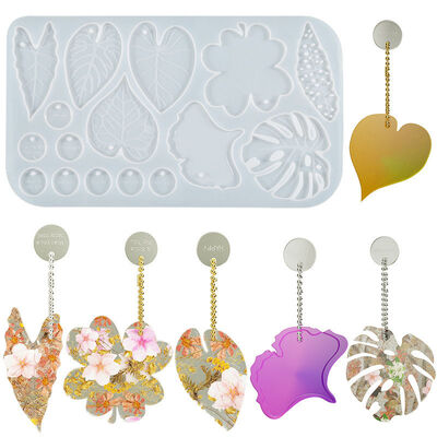 Source Crystal Dropping Resin Grinding Tool Irregular Leaf Clover Pendant Hanging Silicone Mold