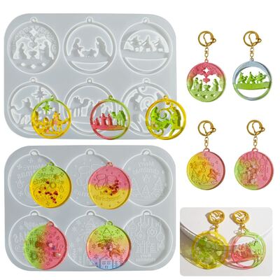 DIY Crystal Resin Christmas Pendant Earrings Keychain Pendant Jewelry Dropping Silicone Mold