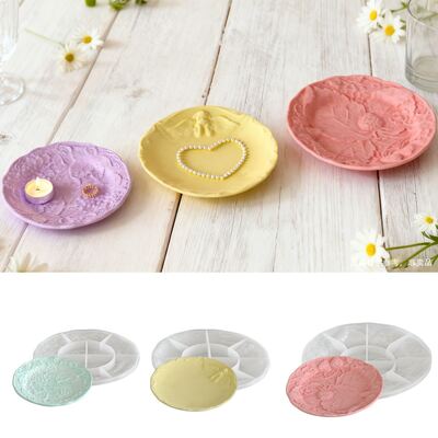 DIY Aromatherapy Gypsum Relief Strawberry Grape Angel Pattern Plate Tray Ornament Silicone Mold