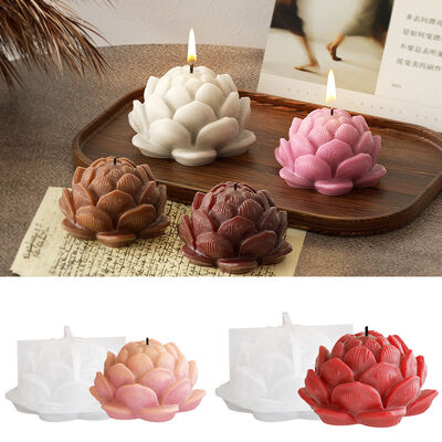 DIY Crystal Dropping Gel Mirror Size Lotus Jewelry Grinding Aromatherapy Gypsum Candle Flower Silicone Mold