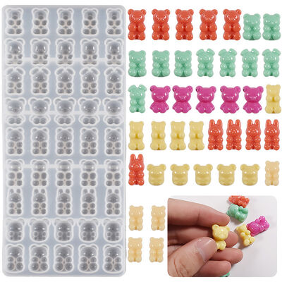 Mini 45 grid cartoon teddy bear bunny mouse fire paint wax gummy candy mold full page teddy bear silicone dropper mold