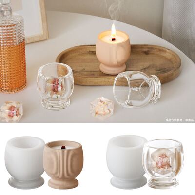 DIY Crystal Dropping Glue Smooth Striped Wine Glass Storage Can Aromatherapy Gypsum Candle Cup Silicone Mold