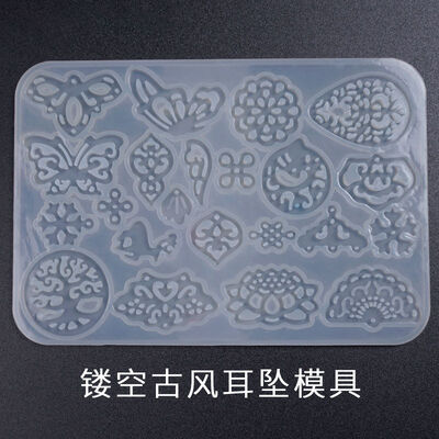 New DIY crystal dropper mold hollow antique style earrings pendant jewelry collection silicone mold for dropshipping
