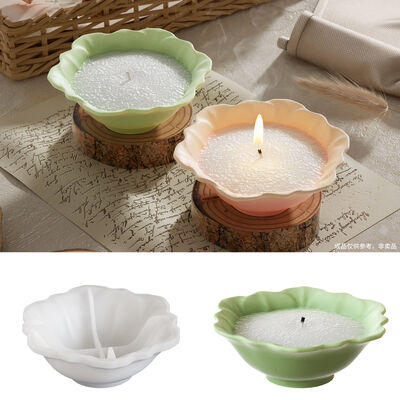 DIY crystal drip glue irregular lace lotus leaf storage bowl aromatherapy gypsum candle cup silicone mold