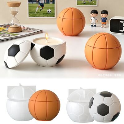 Cross border popular sports style football basketball storage can mold, aromatherapy candle cup, gypsum silicone mold