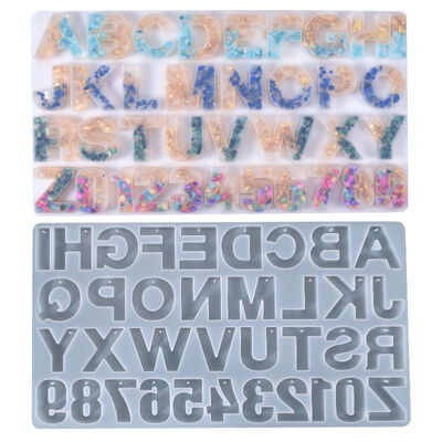 DIY crystal dropper mold with hole free and perforated numbers and letters full page pendant jewelry silicone mold