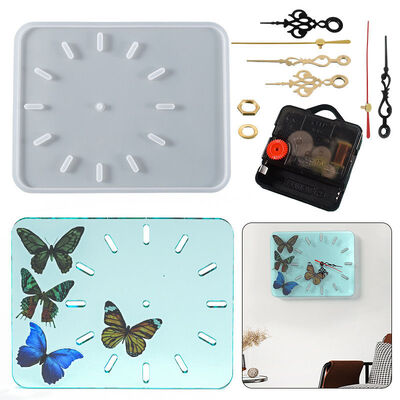 DIY crystal dropper resin grinding tool rectangular large hanging clock ornament silicone mold source goods