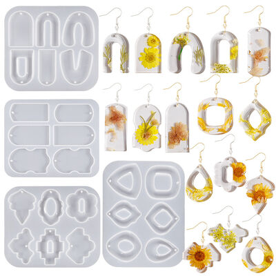DIY Crystal Dropping Gel Irregular Shield U-shaped Flower Leaf Earrings Pendant Silicone Mold