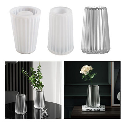 DIY crystal dropper resin mold, striped and raised three-dimensional vase, pen holder, silicone mold wholesale