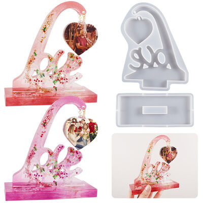 Crystal Drip Glue Mirror Resin LOVE Love Picture Frame Pendant Platform Silicone Mold DIY Gypsum Grinding